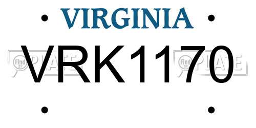 VRK1170 Virginia License Plate