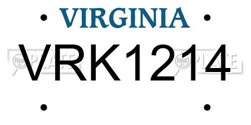VRK1214 Virginia License Plate