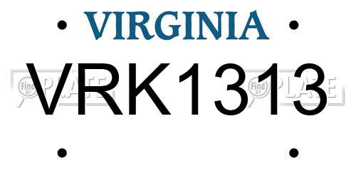 VRK1313 Virginia License Plate