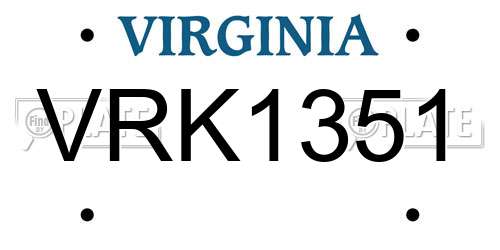 VRK1351 Virginia License Plate
