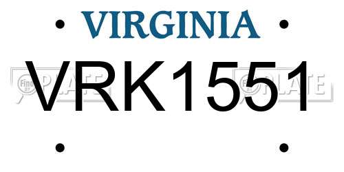 VRK1551 Virginia License Plate
