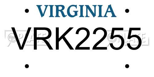 VRK2255 Virginia License Plate