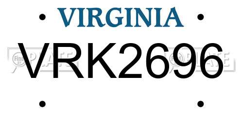 VRK2696 Virginia License Plate
