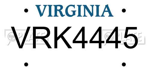 VRK4445 Virginia License Plate