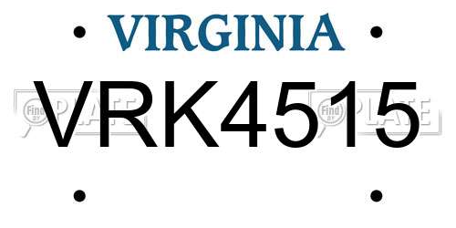 VRK4515 Virginia License Plate