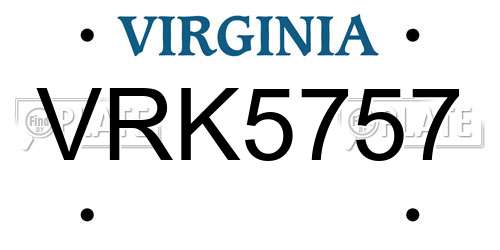 VRK5757 Virginia License Plate