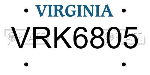 VRK6805 Virginia License Plate