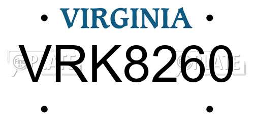 VRK8260 Virginia License Plate