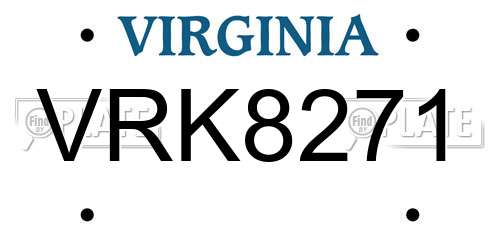 VRK8271 Virginia License Plate