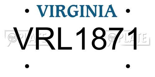VRL1871 Virginia License Plate