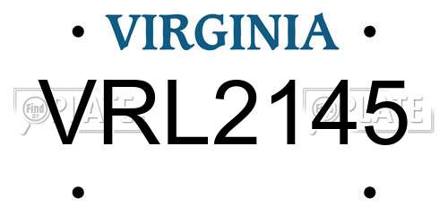 VRL2145 Virginia License Plate