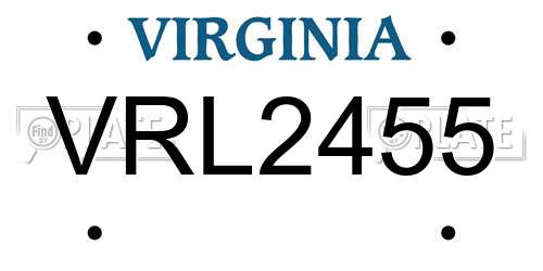 VRL2455 Virginia License Plate