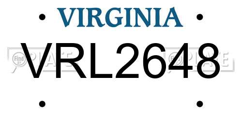 VRL2648 Virginia License Plate