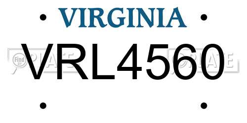 VRL4560 Virginia License Plate