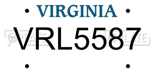 VRL5587 Virginia License Plate