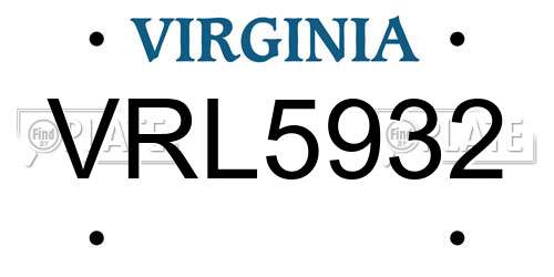 VRL5932 Virginia License Plate