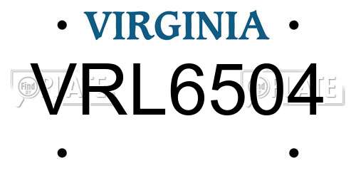 VRL6504 Virginia License Plate
