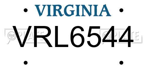 VRL6544 Virginia License Plate