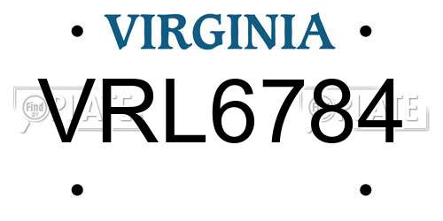 VRL6784 Virginia License Plate