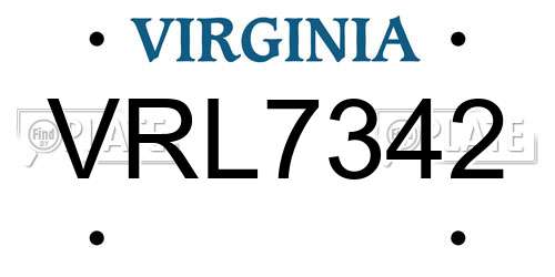 VRL7342 Virginia License Plate