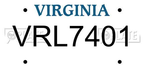 VRL7401 Virginia License Plate