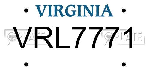 VRL7771 Virginia License Plate