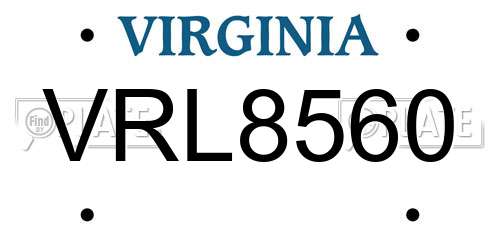 VRL8560 Virginia License Plate