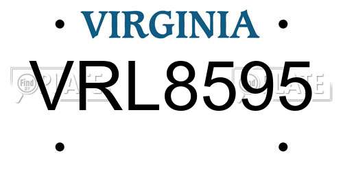 VRL8595 Virginia License Plate