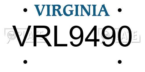 VRL9490 Virginia License Plate