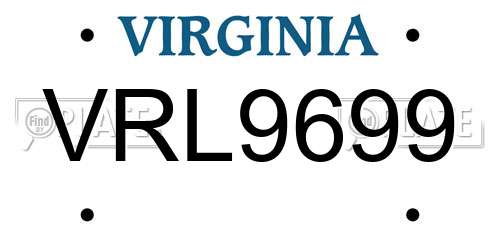 VRL9699 Virginia License Plate