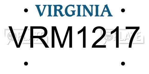 VRM1217 Virginia License Plate
