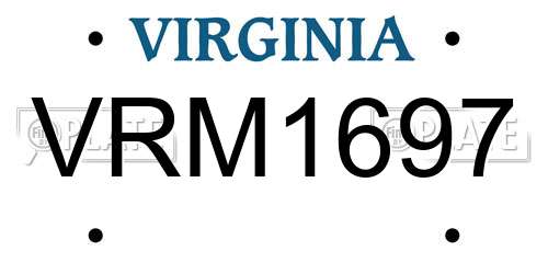 VRM1697 Virginia License Plate