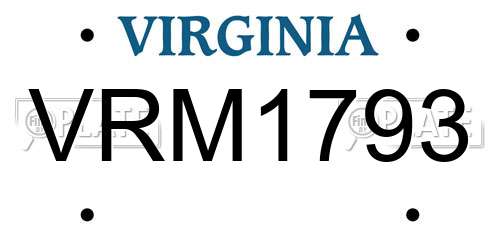 VRM1793 Virginia License Plate