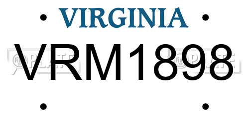 VRM1898 Virginia License Plate