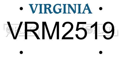 VRM2519 Virginia License Plate
