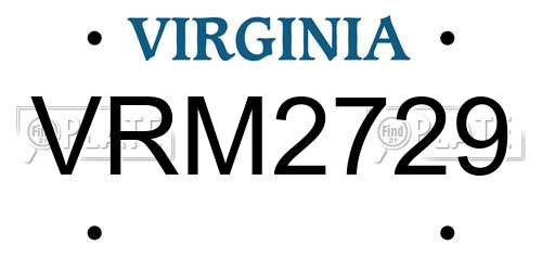 VRM2729 Virginia License Plate