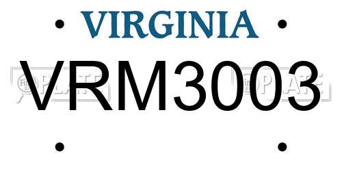 VRM3003 Virginia License Plate