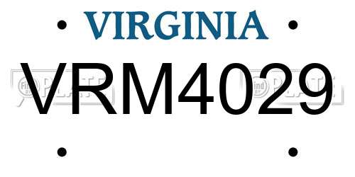 VRM4029 Virginia License Plate