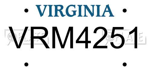 VRM4251 Virginia License Plate