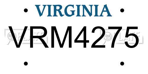 VRM4275 Virginia License Plate