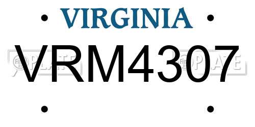 VRM4307 Virginia License Plate