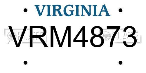 VRM4873 Virginia License Plate