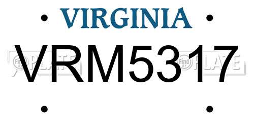 VRM5317 Virginia License Plate