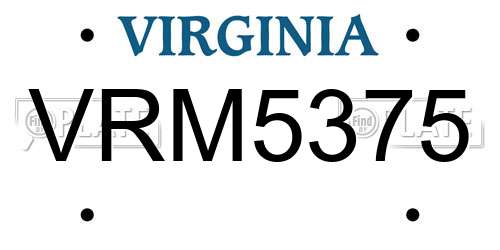 VRM5375 Virginia License Plate
