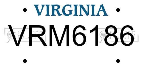VRM6186 Virginia License Plate