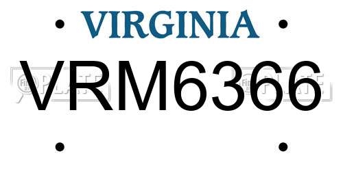 VRM6366 Virginia License Plate