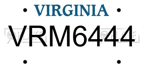 VRM6444 Virginia License Plate