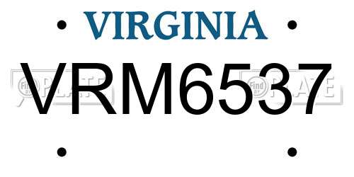 VRM6537 Virginia License Plate