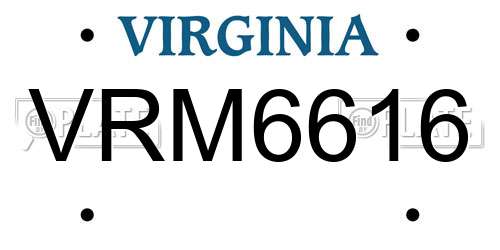 VRM6616 Virginia License Plate