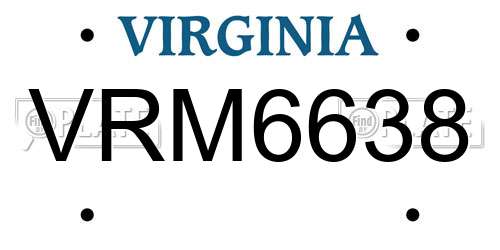 VRM6638 Virginia License Plate
